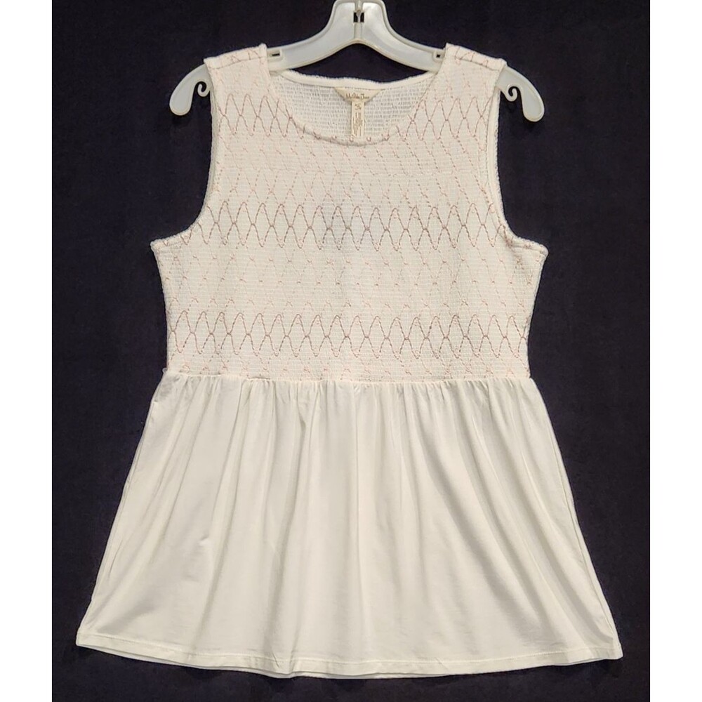 Matilda Jane Medium Smocked Tank Top Blush Pink Mauve Cream Day in the Park New